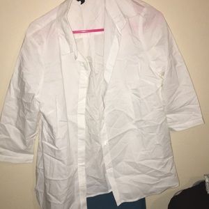 white see through button up polo shirt (collared)
